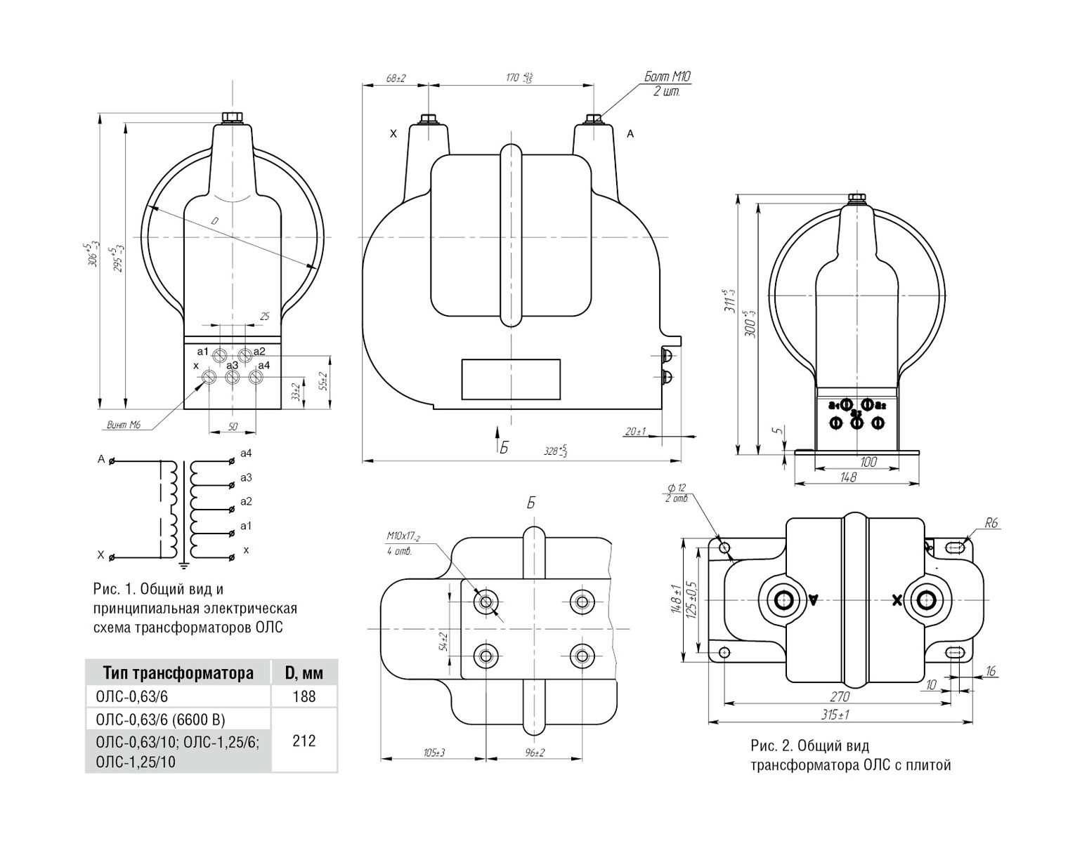 Габаритные размеры трансформатора ОЛС
